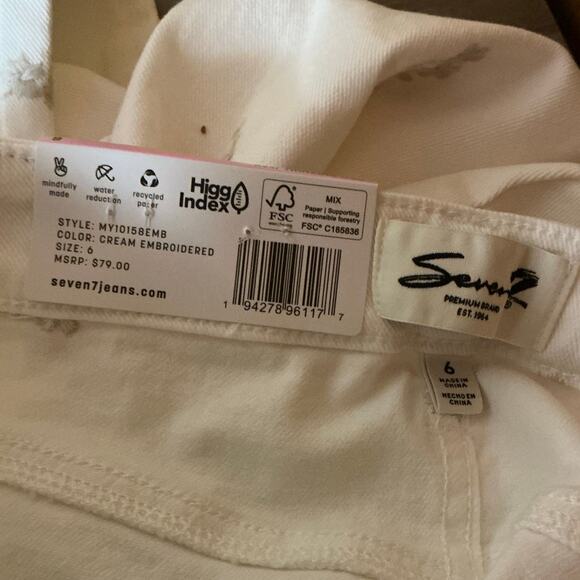 Seven7 90’s Women’s Straight Jeans Cream Embroidered Size 6 - Picture 5 of 5